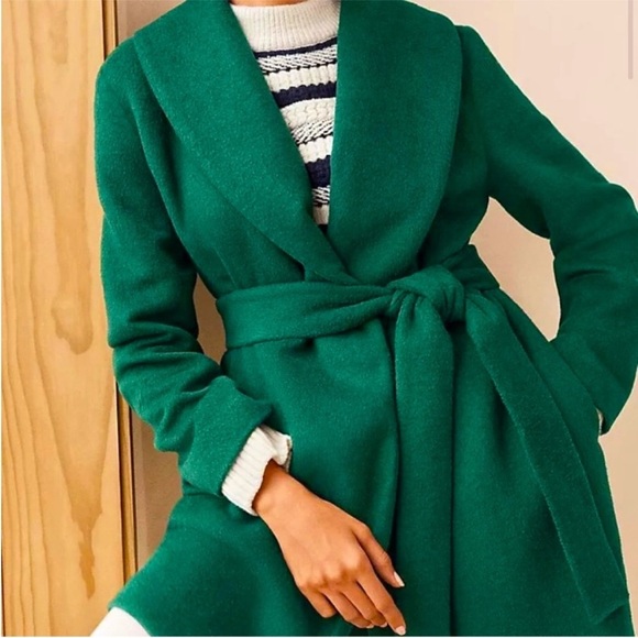 NEW Ann Taylor Shawl Collar Belted Wrap Coat in Fresh Evergreen SP - Picture 3 of 15